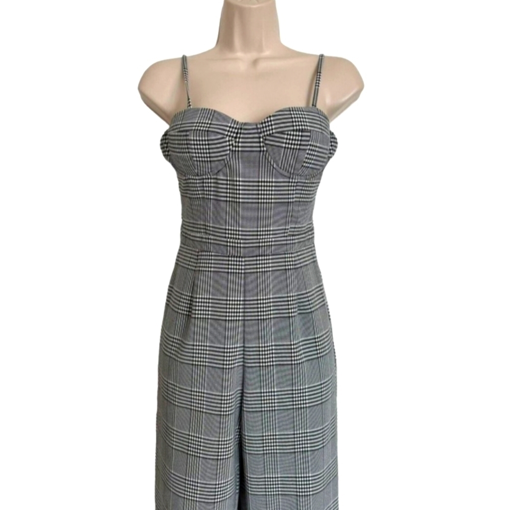 Olivaceous Jumpsuit Plaid Adjustable Spagetti Straps Size Large NWT - Picture 6 of 15